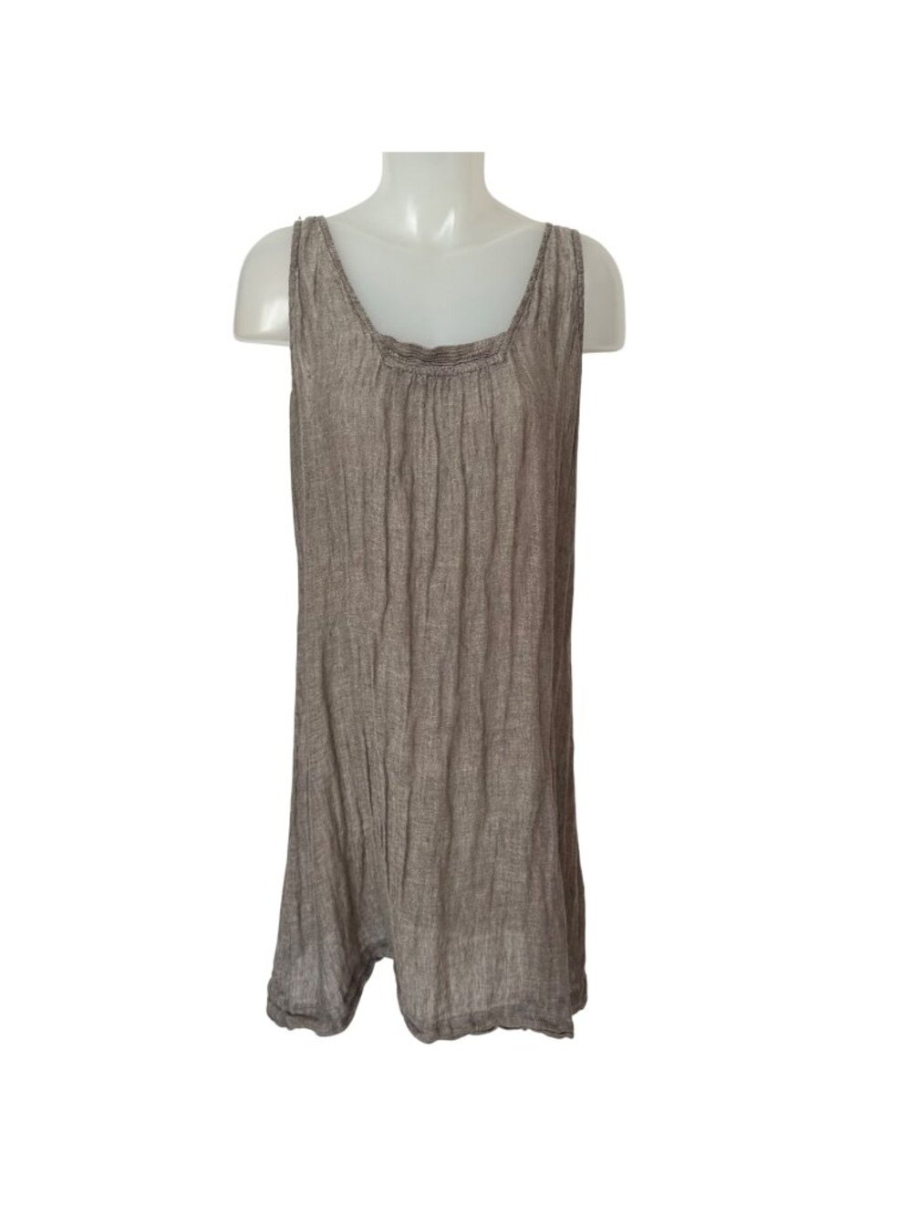 Eileen Fisher 100% Linen Tunic Tank Dress Size L Lagenlook Layering Minimalist